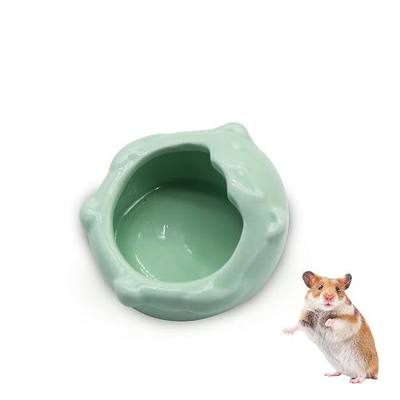Small Ceramic Pet Hamster Bowl, Easy to Clean Anti Flipping Small Animal Bowls, Hamster Food and Water Bowl for Golden Bears, Rabbits, Hedgehogs, Dutch Pigs, Parrots (Green)