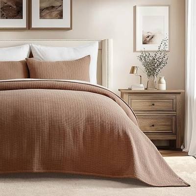 EVERGRACEHOME Cotton Gauze Matelassé Coverlet, Queen Size, Terracotta Clay | Ultra Soft Pick Stitch Prewashed Cotton Bedspread, Lightweight Textured Oversized Quilt, All Season Bedding Set with 2 Shams