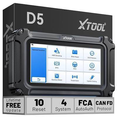 XTOOL Car Scanner D5 OBD2 Scanner ABS SRS Check Engine Code Reader 10 Reset | Throttle Body Relearn Scan Tool EPB Service ABS Bleed 4 Systems Diagnostic Tool for Car and Truck with Live Data Free Update