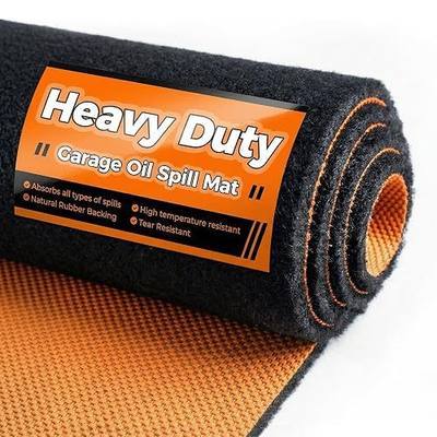 Heavy Duty Oil Spill Mat, Garage Floor Mat for Under Car, 64" X 32", Waterproof, 1/4" Rubber Backing Protects Floor, Reusable, Absorbs All Types of Spills, Oil Absorbent Pads (Black, 64" x 32")
