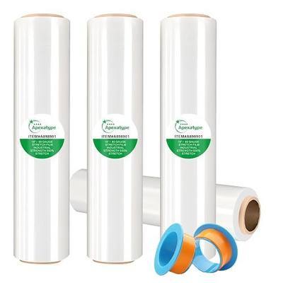 Plastic Shrink Wrap Roll for Moving – 18" x 1500', 80 Gauge, 500% Stretch, Heavy Duty Stretch Wrap Film for Shipping, Packing, Pallet & Furniture Protection – 4 Rolls with Handles