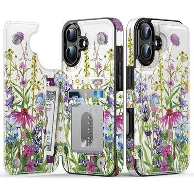 Goodon for iPhone 16 Case Wallet - Flip Folio PU Leather Cover | Card Slots Holder & Kickstand Function, Aesthetic Stylish, Shockproof Protective Phone Case for Women Girls