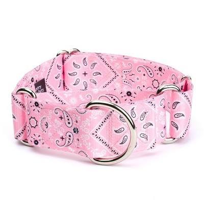 Country Brook Petz - HossFit Wide Martingale Dog Collar Featuring Unique Designs for Any Style (Pink Bandana, Large)