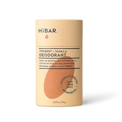 HiBAR - Coconut & Vanilla Deodorant - Plastic-Free - Aluminum-Free - 1 Pack | Natural Deodorant - All-Day Protection - With Sunflower Seed Wax, Rice Bran & Shea Butter - Paraben-Free - Vegan