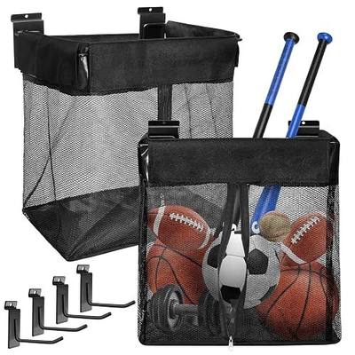 Large Mesh Slatwall Baskets 2 Sets, 16x16x12 Inch Slat Wall Mesh Baskets with 4 Hooks, 48L Mounted Hanging Slatwall Basket for Shop Garage Gym Toy Display Storage Panel Accessories