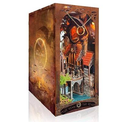 Book Nook Kit with LED Lights DIY Miniature Dollhouse | 3D Wooden Puzzle for Adults Bookshelf Bookend Decor Ideal Birthday Christmas Holiday Gift for Family & Friends