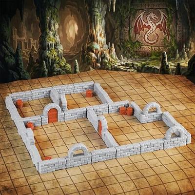 AUSPDICE Dungeon Walls, 40pcs 28mm Miniature RPG Modular System for TTRPG | DND Terrain Building Accessories for Tabletop Role Playing Scenes, Christmas and Halloween Gifts for DM, FF204