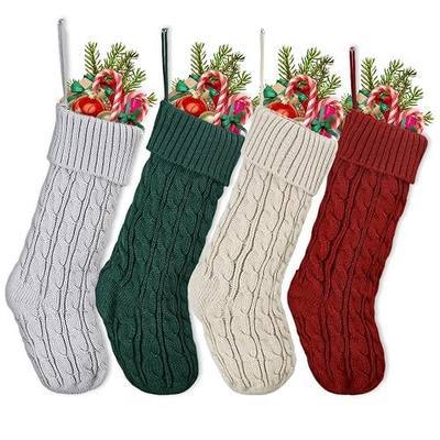 Christmas Stockings - 4 Pack Traditional Family Christmas Stockings, 18" Large Stockings, Knitted Holiday Stockings, Xmas Decorations for Fireplace Tree Holiday Party