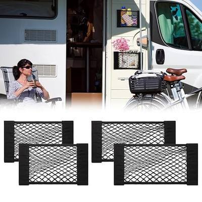 PIFOOG 4Pcs Universal Car Storage Net Pockets Stretchable Automotive Mesh Pouch Nets Bag Organizer Stickers Netting for Auto SUV Trunk Back Seat RV Camper