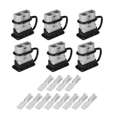 120A Battery Quick Disconnect Connecteur with Dust Cover, 600V Wire Harness Connector Plug for Cars, Trailers, Motors, and Electronics Maintenance (Grey, 6PC 2AWG)