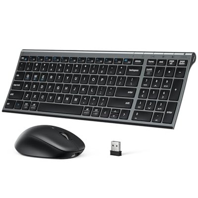 iClever DK05 Bluetooth Wireless Keyboard and Mouse Combo, Space Gray