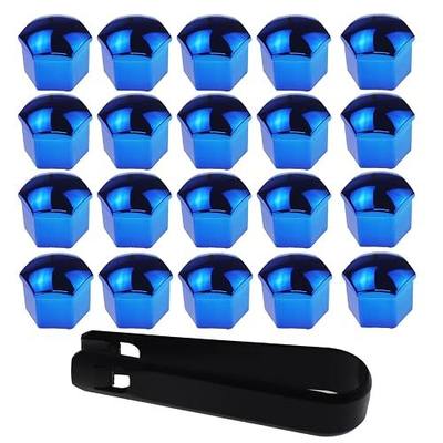 20 Pcs Wheel Lug Nut Covers, 17mm Universal Anti-Rust Car Tire Nut Caps, Hexagonal Plastic Tire Bolt Caps with Removal Tool (Blue)