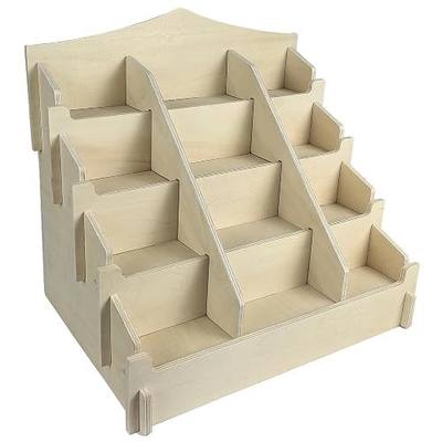 4 Tier Muti-Functional Display Stand with 12 Shelves, Portable Wooden Sticker Display Stand with Removable Dividers, Multipurpose Card Photo Postcard Display Rack for Vendors Retail Display Table