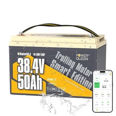 Power Queen 36V 50Ah LiFePO4 Lithiumn Battery for Boat, Marine, Yacht | Bluetooth 5.0, Low-temperature Protection, 1920Wh Energy, Deep Cycle Lithiumn Battery for 36V Trolling Motor Up To 120 lb