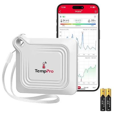 TempPro TempAir Bluetooth Thermometer Hygrometer, 260 ft Temperature Sensor | Greenhouse Thermometer with Remote App Control, Temperature and Humidity Monitor with 2-Year Data Logging Export