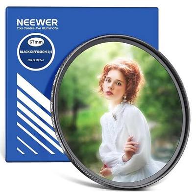 NEEWER 67mm Black Diffusion 1/4 Filter for Mist Cinematic Effect, Ultra Slim Dreamy Soft Filter Optical Glass Multiple Nano Coatings for Video Vlog Portrait Photography