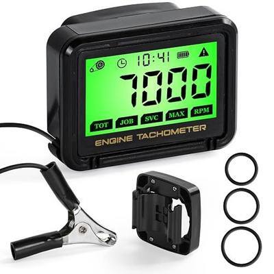 Small Engine Tachometer, Digital Tachometer Tach Gauge with Clip | Inductive Hour Meter Battery Replacement for Gas Small Engine Cropper Generator Lawn Mower RV Chainsaws Outboard Motor
