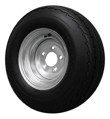 Antego 205/65-10 Trailer Tire & Wheel Assembly, 5 Lug Galvanized, 1 Pack | Pre-mounted trailer assembly; 10 Ply, Load Range E, 5 Lug, Galvanized. Verify size, bolt pattern and fitment.