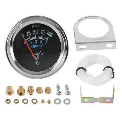 JDMSPEED 7-153 Oil Pressure Gauge Kit 0-100 PSI Universal Fit 12V DC Chrome Black