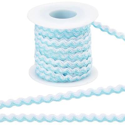 GORGECRAFT 1/4 Inch RIC Rac Ribbon 17.5 Yards Two Color Rick Rack Wave Bending Fringe Trim Zig Zag Woven Braided Fabric for Hair Bands Wedding DIY Craft Party Xmax Decoration, Light Cyan White