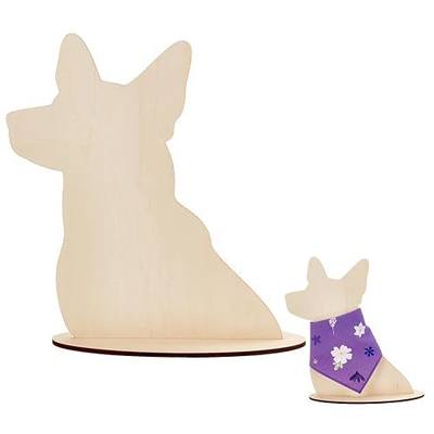 AHANDMAKER Dog Silhouette Display Stand, Wooden Pet Bib Scarf Bandana Display Holder for Pet Boutique Craft Show Photography Props Blank Dog Shape Mannequin Stand for Collar Bib Display Store Booth (11.8" Tall)