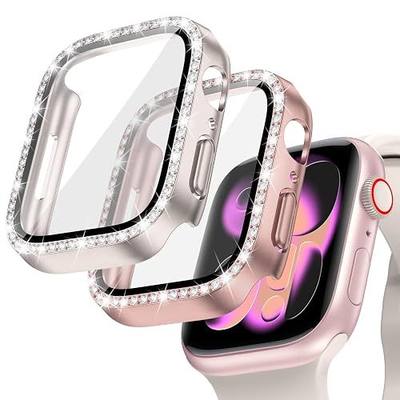 Goton 2-Pack Bling Case for Apple Watch Series 11/10 Screen Protector 42mm, Women Glitter Diamond Rhinestone Bumper Face Cover for iWatch Accessories 42 mm