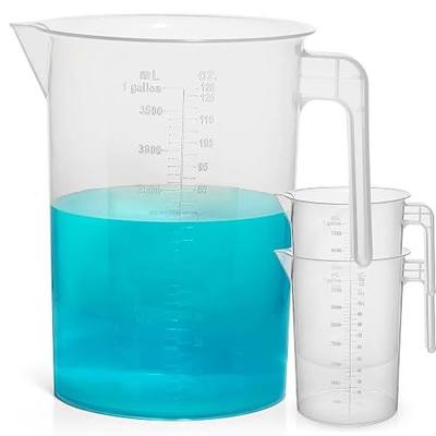 1 Gallon Measuring Pitcher 3-Pack | 3.785 Liter Shatterproof Plastic Large Graduated Mixing Pitchers, 1 Gallon (128 Fl Oz)