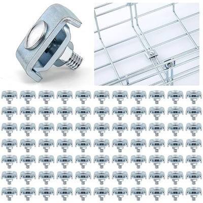 Zonon 50 Pcs Galvanized Grid Wall Connector Clip Cable Tray Clip Basket Tray Splice Kit Splice Washer Kit Cattle Panel Joining Set for Wire Mesh Cable End to End Connector 0.16 x 0.24 Inch Diameter
