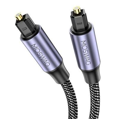 MOSWAG Toslink Optical Audio Cable, S/PDIF Fiber Optic Cord 3.28FT/1M | Digital Audio Optical Cable, Nylon Braided, 24k Gold-Plated, For Soundbar, TV, Home Theater, Subwoofer,Xbox One/PS4
