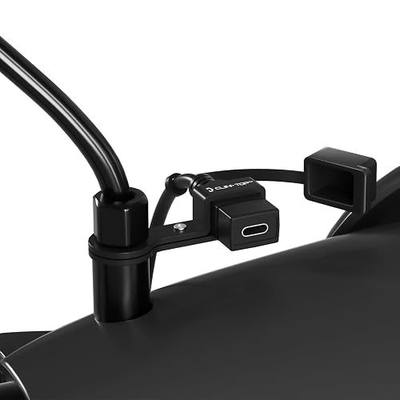 Cliff Top Waterproof Motorcycle USB Charger, 18W PD, SAE, 10mm Mirror Mount | Waterproof cap, Type-C quick charge, SAE to USB-C connector, 10mm rearview mirror mount, motorbike phone/GPS charging