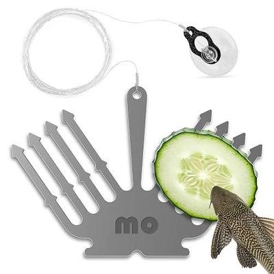 Deluxe Cucumber Holder Fish Pleco Feeder for Aquarium - Shrimp Stainless Steel Feeder Dual-Fork Design with Suction Cup and Retrieval Line for Fresh and Salt Water Fish Tanks, Easy to Use Marine