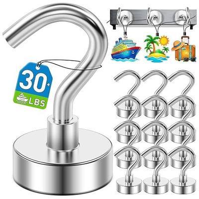 12 Pack Magnetic Hooks for 2026 Cruise Cabins Beach Vacation 30lbs+ Heavy Duty Magnet with Hook Metal Magnetic Hooks for Kitchen Fridge Grills Hanging Magnet Hooks for Classroom Locker Utensil Racks