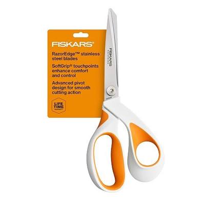 Fiskars 8" RazorEdge Fabric Scissors, Heavy Duty & Sharp Fabric Shears | RazorEdge Stainless Steel Blades Glide Through Fabric, Advanced Pivot Design for Smooth Cutting, SoftGrip Ergonomic Handle