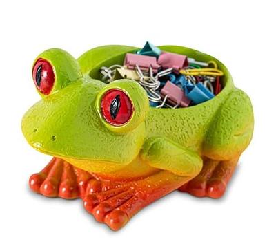 dgudgu Frog Paper Clip Holder For Desk Cute Paperclip Holder Paper Clip Dispenser, Paper Clip Organizer Novel Office Supply Accessory Tools