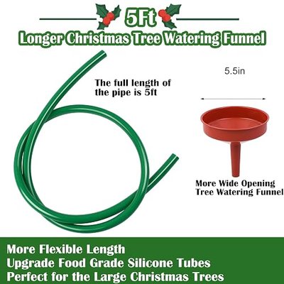 1 Set Christmas Tree Watering System, Large 5.5" Dia Christmas Tree Watering Funnel with 5feet Long Hose Xmastree Watering Device Easy Assembly Plant Watering Tool for Indoor Outdoor Xmas Tree
