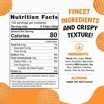 Waffle Cone Chips For Ice Cream Nachos - Round Waffle Chip - Round Wafer Cookies - Bulk Pack - 1,000 Chips