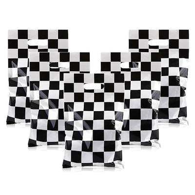 Mikzhskr 30Pcs Race Car Party Favors Bag Goodie bags Racing in Speed Party Decorations Soccer Theme Black and White Checkered Candy Bags with Handles for Kids Race Car Birthday Party Supplies