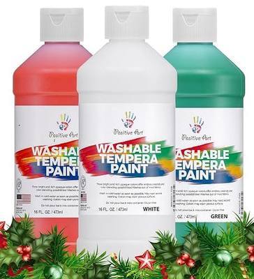 Washable Paint for Kids, Holiday Colors (Red, Green, White - 16 Oz Each) Washable Tempera Paint, Paint for Schools, Classroom Paint, Non-Toxic Kids Paint Set Finger Paint - Christmas Gift - 3 Pack