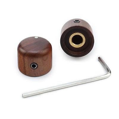 2Pcs Rose Wood Guitar Volume Tone Knobs with 6mm(15/64") Brass Hole Electric Bass Guitar Control Knobs for Strat Telecaster Jazz Les Paul Replacement Parts