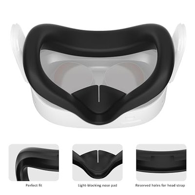 APEXINNO Silicone Face Pad Cover Compatible with Meta Quest 3S Accessories, Face Cushion Cover and Anti-Leakage Nose Pad Compatible with Oculus Quest 3S Original VR Headset, Soft, Durable, Washable