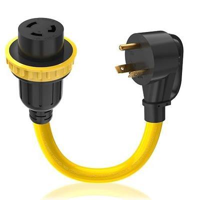 30 Amp RV Plug Adapter Cord, NEMA TT-30P Male to L5-30R Female Twist Locking Connector, 125V 3750W Heavy Duty Power Adapter for RVs, Campers, and Emergency Backup, ETL-Listed, 1 FT