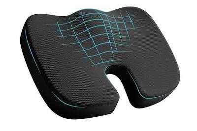 Skechers Memory Foam Seat Cushion,Office Chair Cushion for Tailbone Pain Relief,Butt Pillow for Office Chair,Car seat Cushion,Computer Desk,Long Sitting Office Workers,and Car Drivers,Black