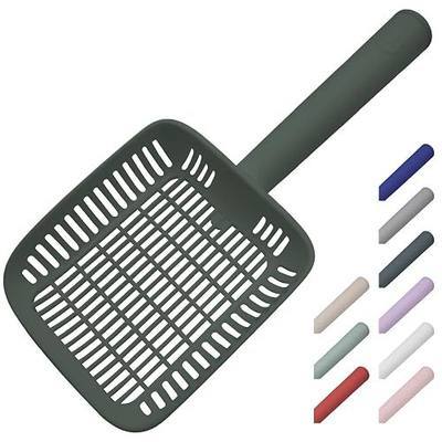 TypeC Cat Litter Scoop - Small Holes (0.11in) Big Size Scooper - Long Handle & Easy Cleaning - Hanger for Litter Box