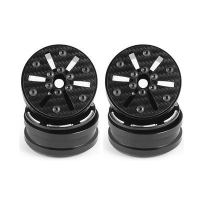 Beadlock Wheel Rims 4PCS 1.9" Upgraded Carbon Fiber Aluminum Wheel Hub Compatible with 1/10 RC Crawler Gen8 TRX-4 Axial VS4-10 Capra SCX10 RC Car Accessories (Patten C)