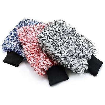 Microfiber Car Wash Mitt - 3 Pack Scratch Free Mitts with Blue, Red and Black, Machine Washable, Lint Free, 10 Inch X 8 Inch Glove