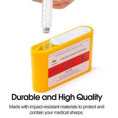 Portable Sharps Container Designed for Safe and Easy Disposal of Insulin Needles, FSA/HSA Eligible, Pen Needles, and Other Sharps While Traveling or At Home (6 Piece)