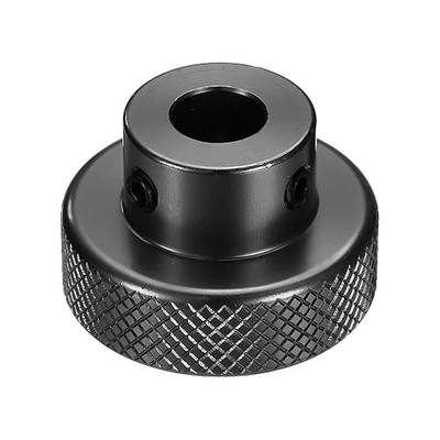 uxcell Anodization Aluminum Alloy Handwheel 7mm Bore 30mm OD Knurled Knob Turning Handle with Wrench for Milling Machine Lathe Slide Displacement Platform, Black