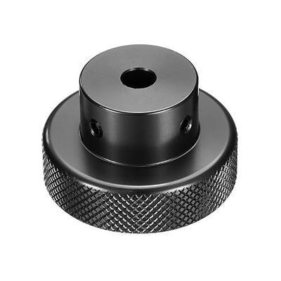 uxcell Anodization Aluminum Alloy Handwheel 6mm Bore 40mm OD Knurled Knob Turning Handle with Wrench for Milling Machine Lathe Slide Displacement Platform, Black