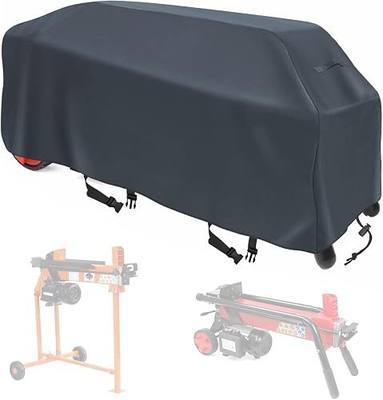 Log Splitter Cover Waterproof - Fits 5–7 Ton Electric Wood Splitters, 600D Oxford Outdoor Wood Splitter Cover with Air Vents, Windproof Buckles & Drawstring, Grey, 55"×16"×19.3"