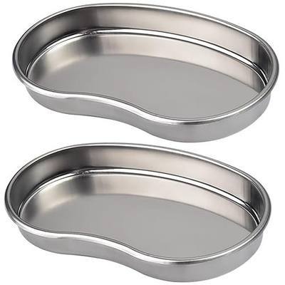 Kidney Tray - Romlon Metal Tray 2PCS Stainless Steel Basin Medium Metal Tray Stainless Steel Curved Sheet for Dental Tray, Office Room Tray, Bathroom Tray, Lab Instrument Tray Emesis Basin